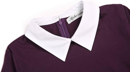 Women'S Long Sleeve Fall Dresses 2025 Casual Peter Pan Collar a Line Fit and Flare Skater Goth Dress