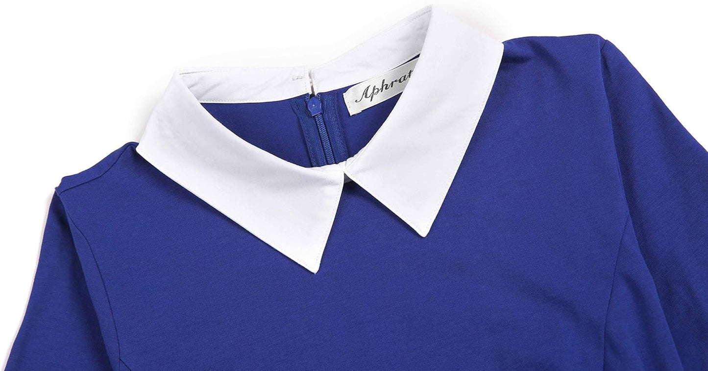 Women'S Long Sleeve Fall Dresses 2025 Casual Peter Pan Collar a Line Fit and Flare Skater Goth Dress