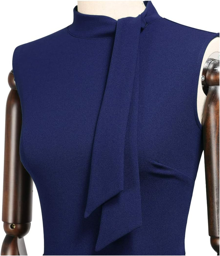 Women'S Retro 1950S Style Half Collar Ruffle Cocktail Pencil Dress